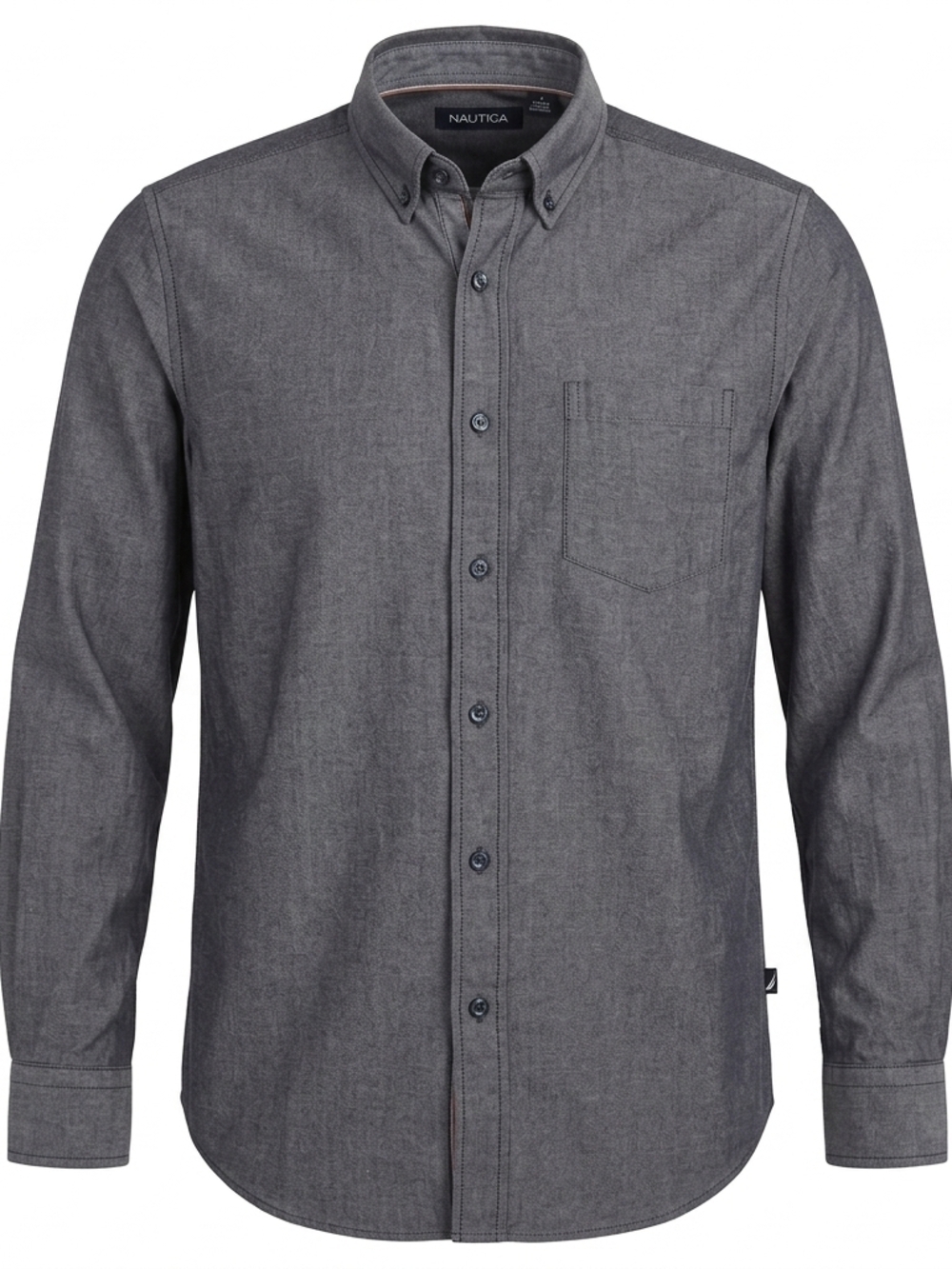 Nautica Men’s Grey Chambray Long Sleeve Button Down Shirt - Size‎ Small